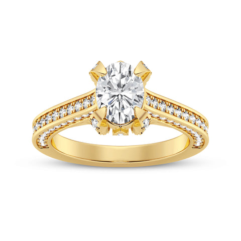 Oval Without Halo Pave Shank Engagement Ring (SKU#10029RG-100)