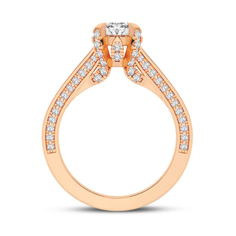 Oval Without Halo Pave Shank Engagement Ring (SKU#10029RG-100)