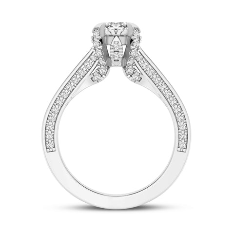 Oval Without Halo Pave Shank Engagement Ring (SKU#10029RG-100)