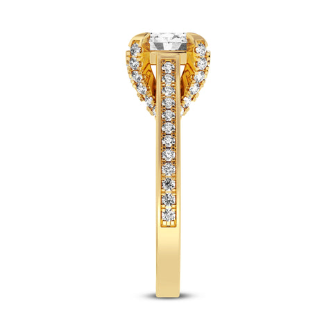 Oval Without Halo Pave Shank Engagement Ring (SKU#10029RG-100)