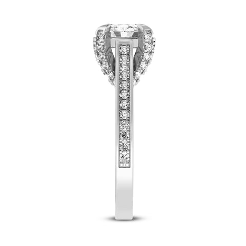 Oval Without Halo Pave Shank Engagement Ring (SKU#10029RG-100)