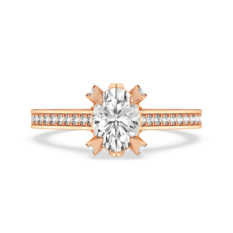 Oval Without Halo Pave Shank Engagement Ring (SKU#10029RG-100)