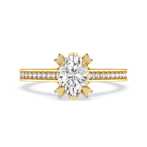 Oval Without Halo Pave Shank Engagement Ring (SKU#10029RG-100)