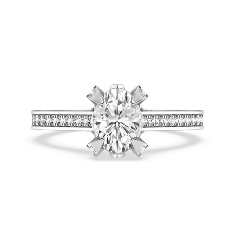 Oval Without Halo Pave Shank Engagement Ring (SKU#10029RG-100)