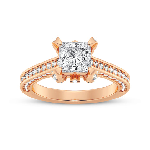 Princess Without Halo Pave Shank Engagement Ring (SKU#10030RG-100)