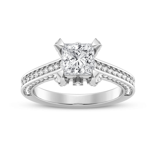 Princess Without Halo Pave Shank Engagement Ring (SKU#10030RG-100)