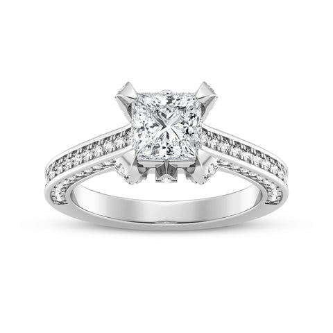 Princess Without Halo Pave Shank Engagement Ring (SKU#10030RG-100)