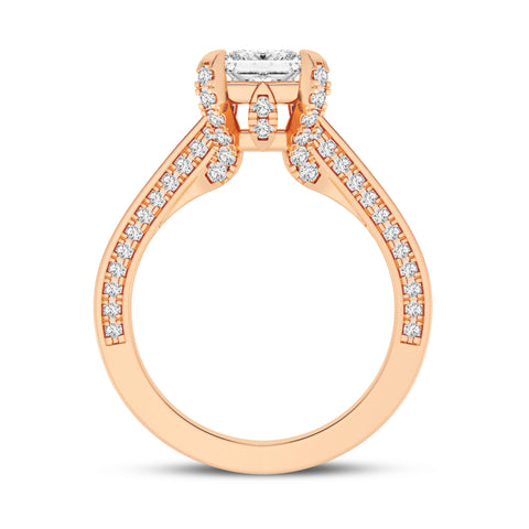 Princess Without Halo Pave Shank Engagement Ring (SKU#10030RG-100)