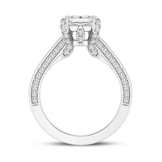 Princess Without Halo Pave Shank Engagement Ring (SKU#10030RG-100)