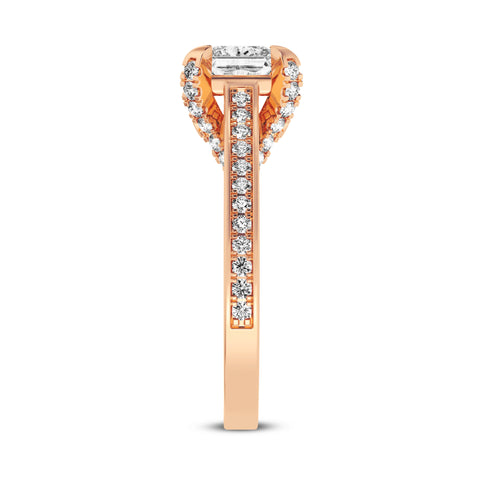 Princess Without Halo Pave Shank Engagement Ring (SKU#10030RG-100)