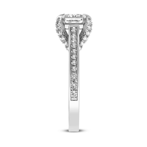 Princess Without Halo Pave Shank Engagement Ring (SKU#10030RG-100)