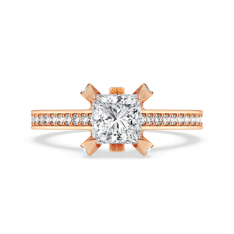 Princess Without Halo Pave Shank Engagement Ring (SKU#10030RG-100)