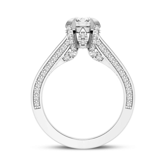 Round Without Halo Pave Shank Engagement Ring (SKU#10031RG-100)