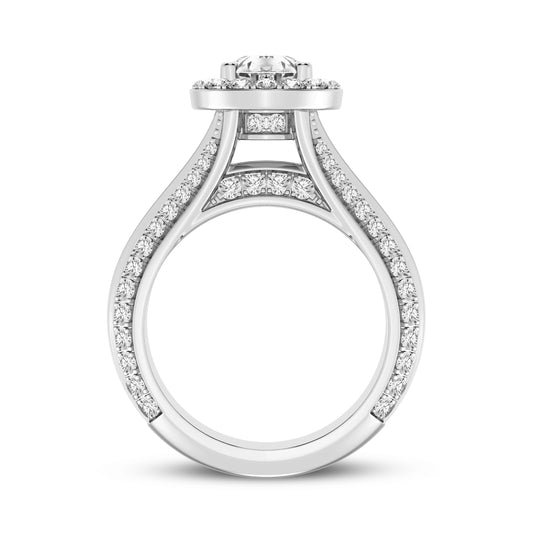 Pear Halo Pave Shank Engagement Ring (SKU#10033RG-100)