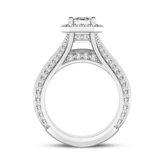 Emerald Cut Halo Pave Shank Engagement Ring (SKU#10034RG-100)