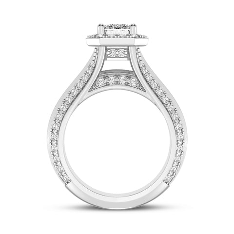 Emerald Cut Halo Pave Shank Engagement Ring (SKU#10034RG-100)