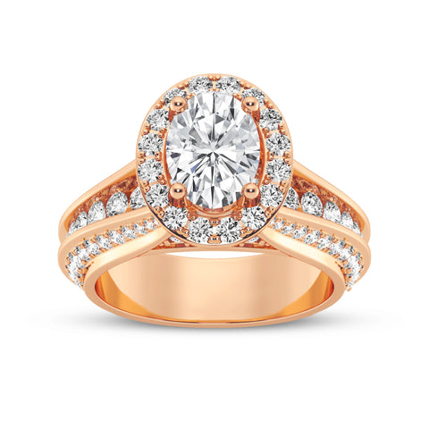 Oval Halo Pave Shank Engagement Ring (SKU#10035RG-100)