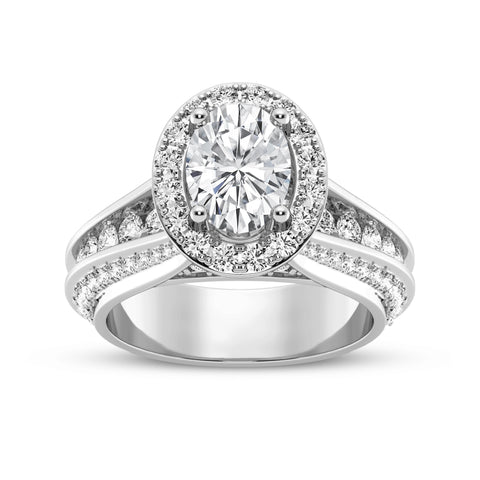 Oval Halo Pave Shank Engagement Ring (SKU#10035RG-100)