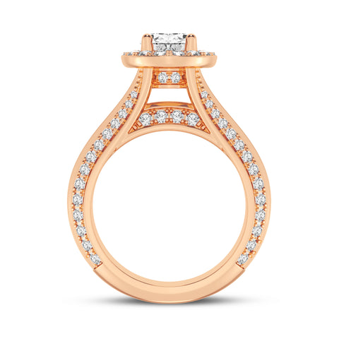 Oval Halo Pave Shank Engagement Ring (SKU#10035RG-100)