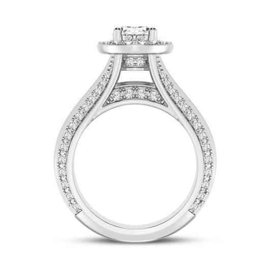 Oval Halo Pave Shank Engagement Ring (SKU#10035RG-100)