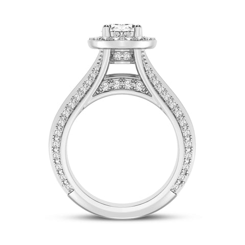 Oval Halo Pave Shank Engagement Ring (SKU#10035RG-100)