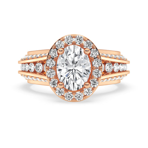 Oval Halo Pave Shank Engagement Ring (SKU#10035RG-100)