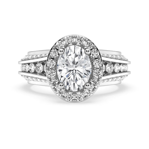 Oval Halo Pave Shank Engagement Ring (SKU#10035RG-100)