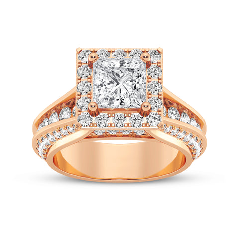 Princess Halo Pave Shank Engagement Ring (SKU#10036RG-100)