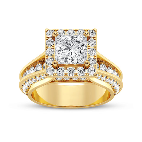 Princess Halo Pave Shank Engagement Ring (SKU#10036RG-100)