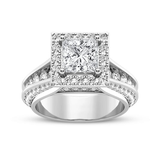 Princess Halo Pave Shank Engagement Ring (SKU#10036RG-100)