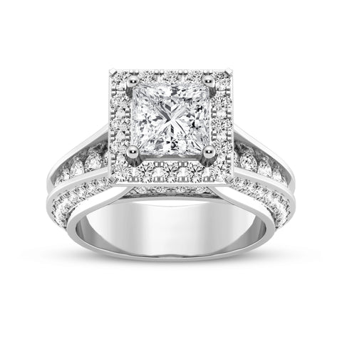 Princess Halo Pave Shank Engagement Ring (SKU#10036RG-100)