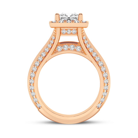 Princess Halo Pave Shank Engagement Ring (SKU#10036RG-100)