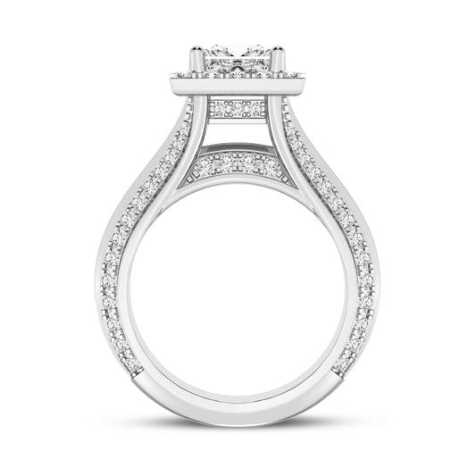 Princess Halo Pave Shank Engagement Ring (SKU#10036RG-100)