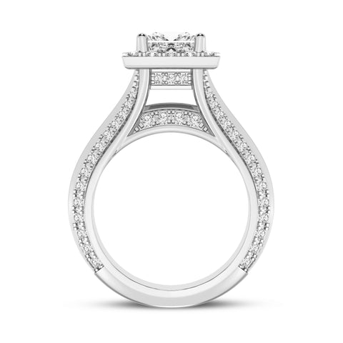 Princess Halo Pave Shank Engagement Ring (SKU#10036RG-100)