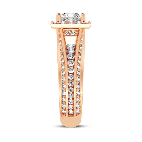 Princess Halo Pave Shank Engagement Ring (SKU#10036RG-100)