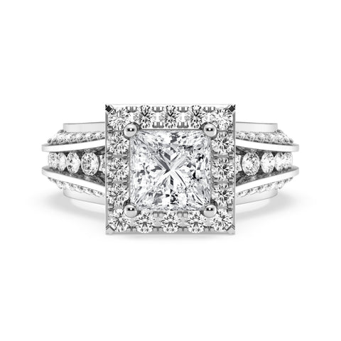 Princess Halo Pave Shank Engagement Ring (SKU#10036RG-100)