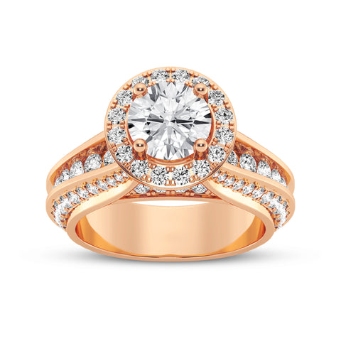 Round Halo Pave Shank Engagement Ring (SKU#10037RG-100)