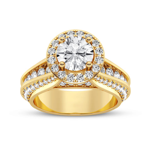 Round Halo Pave Shank Engagement Ring (SKU#10037RG-100)