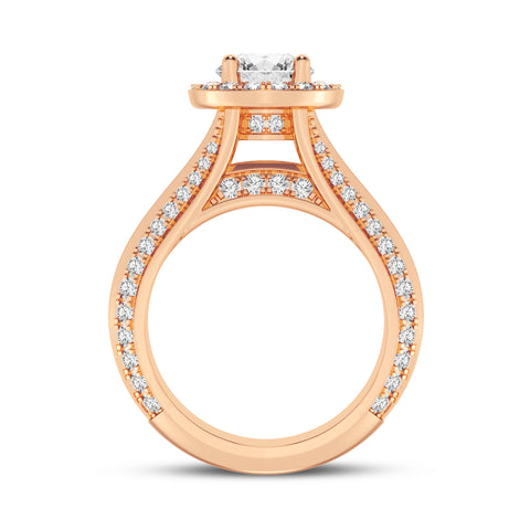 Round Halo Pave Shank Engagement Ring (SKU#10037RG-100)