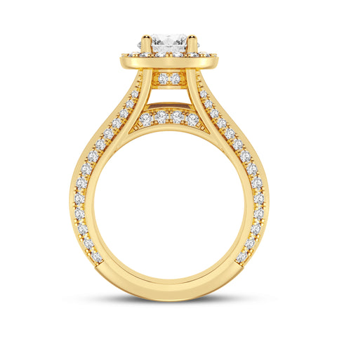 Round Halo Pave Shank Engagement Ring (SKU#10037RG-100)