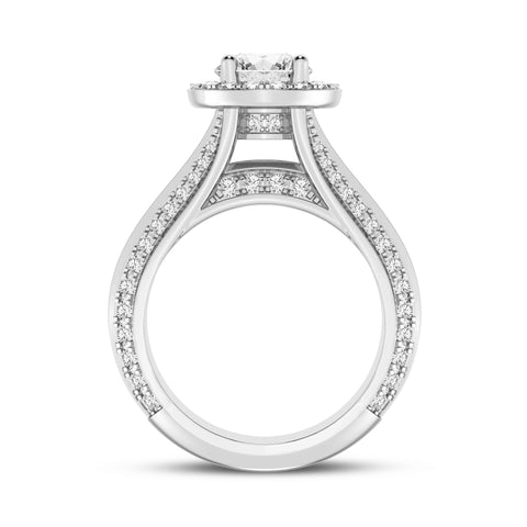 Round Halo Pave Shank Engagement Ring (SKU#10037RG-100)