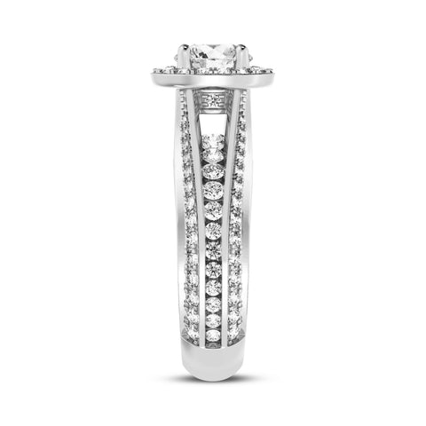 Round Halo Pave Shank Engagement Ring (SKU#10037RG-100)