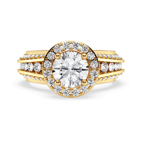 Round Halo Pave Shank Engagement Ring (SKU#10037RG-100)