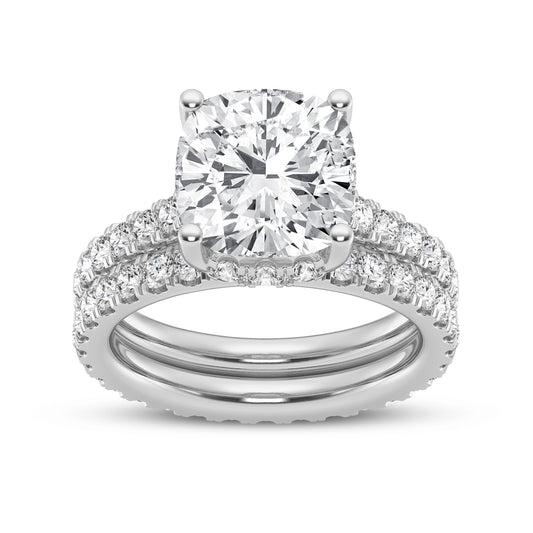 Cushion without Halo Engagement Ring with matching Band (SKU#01544RG)